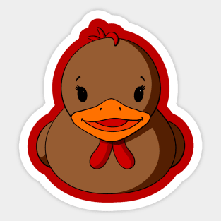 Brown Chicken Rubber Duck Sticker